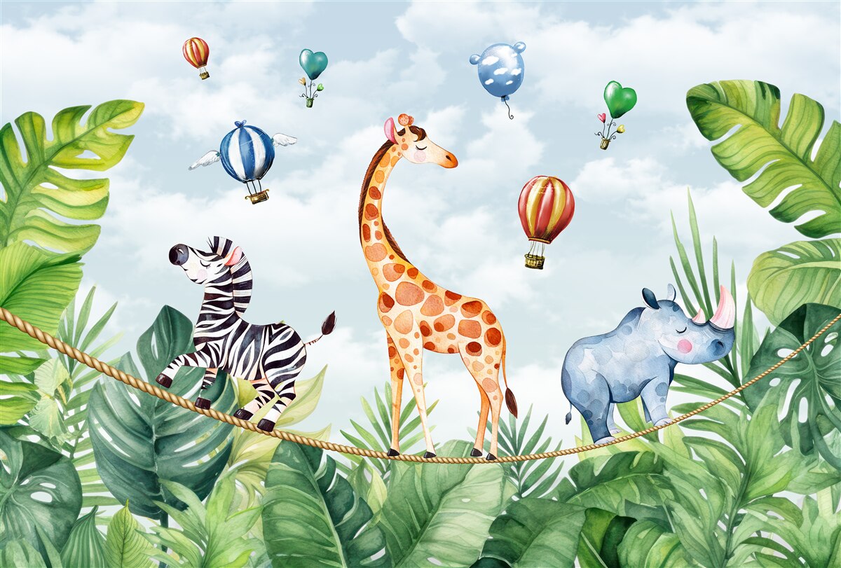 Фотошпалери акробати на високому дроті серед дерев