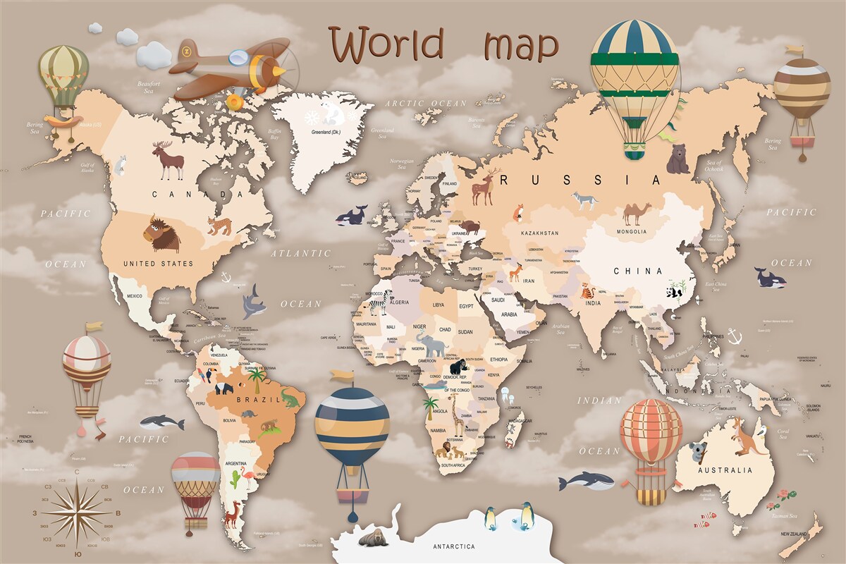 Фотошпалери карта світу з континентами