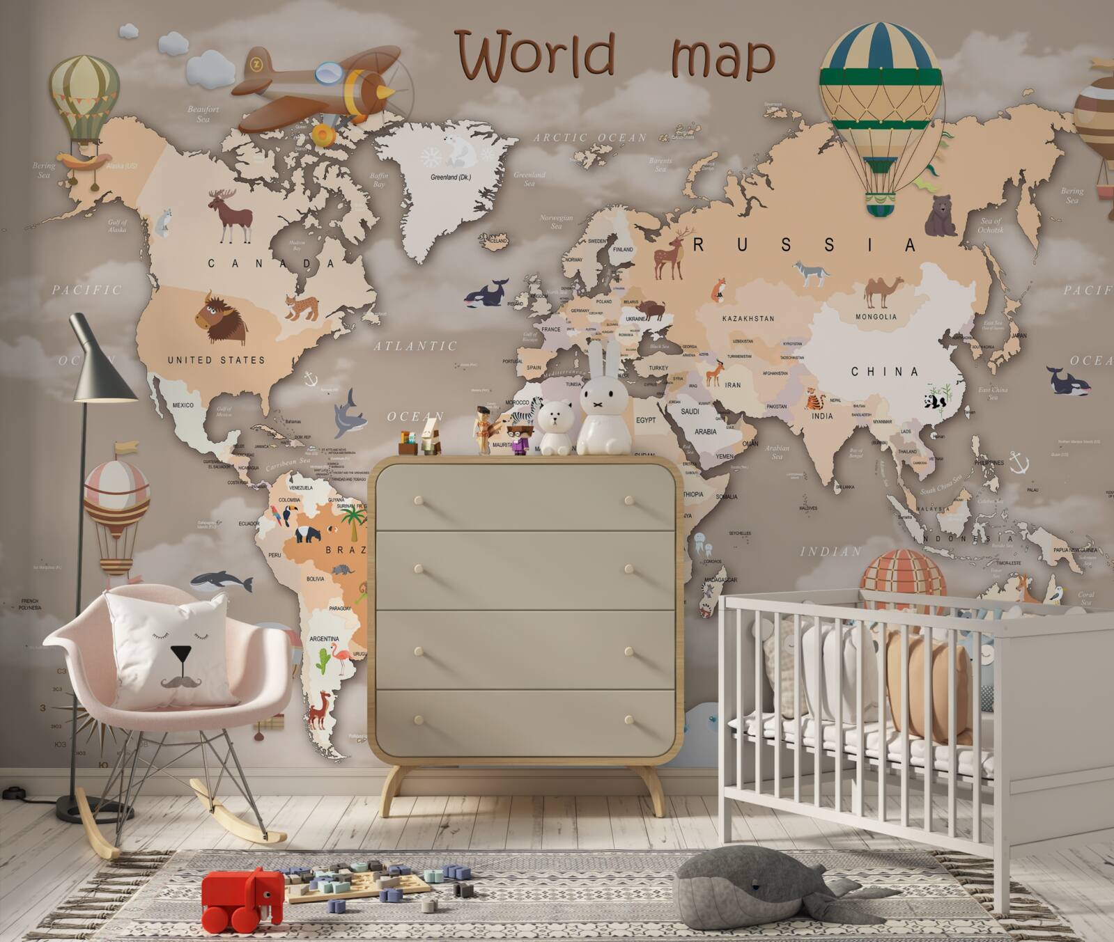 Фотошпалери карта світу з континентами