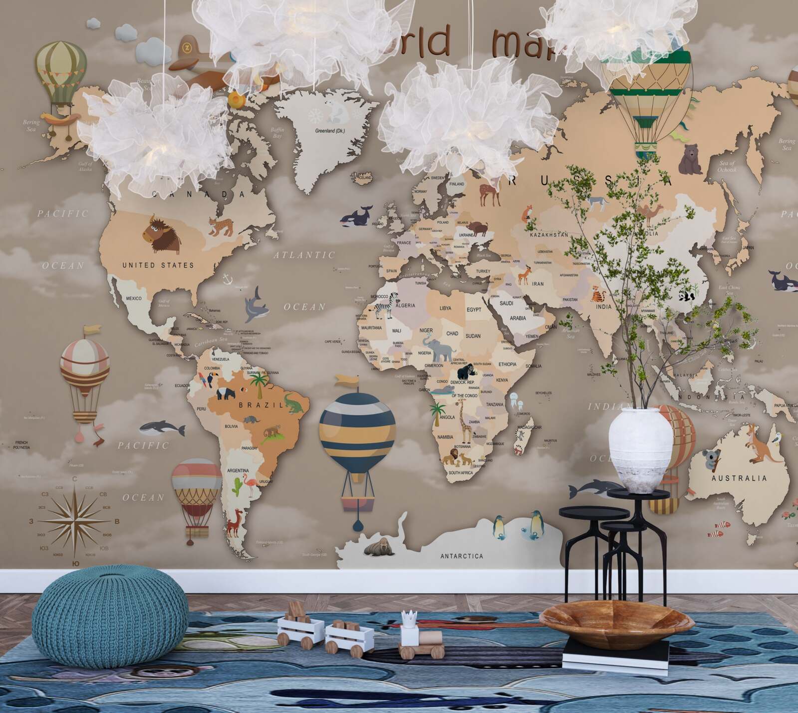 Фотошпалери карта світу з континентами