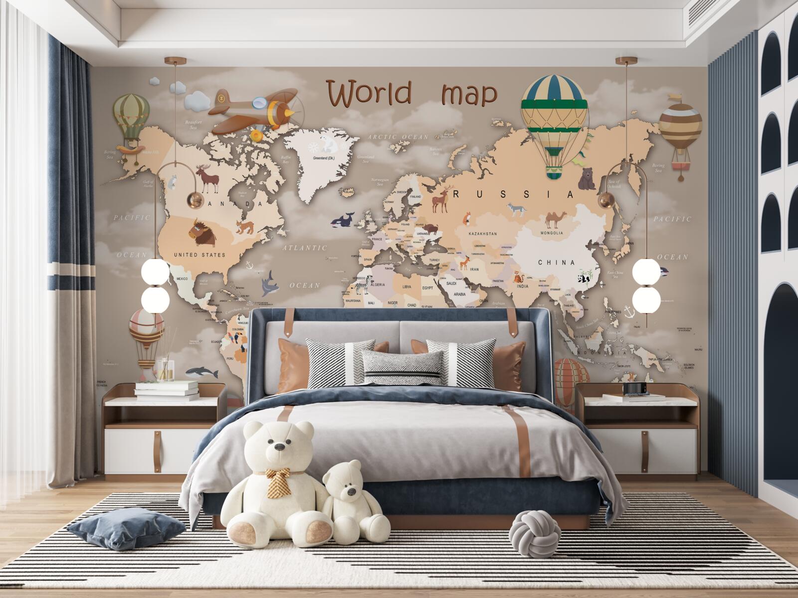 Фотошпалери карта світу з континентами