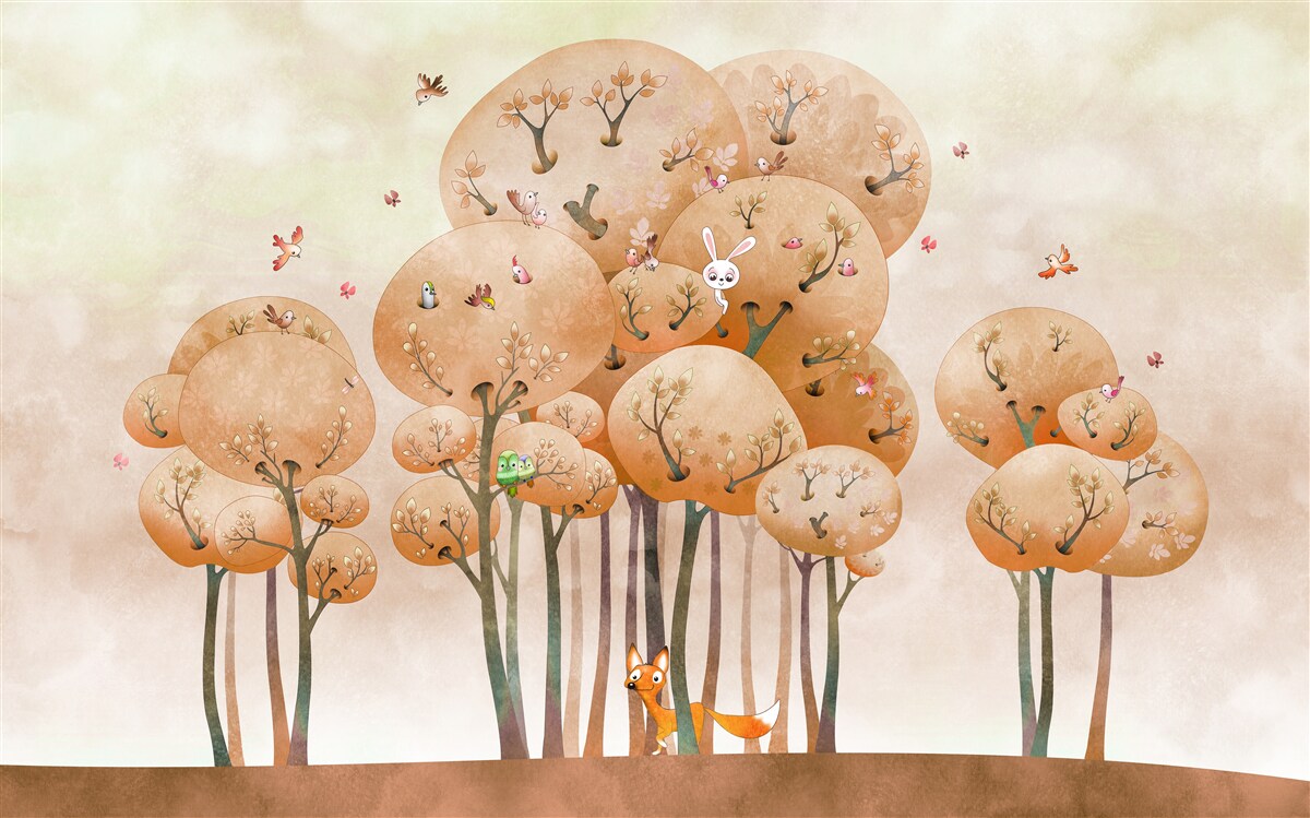 Фотошпалери лисиця шукає зайчика на дереві