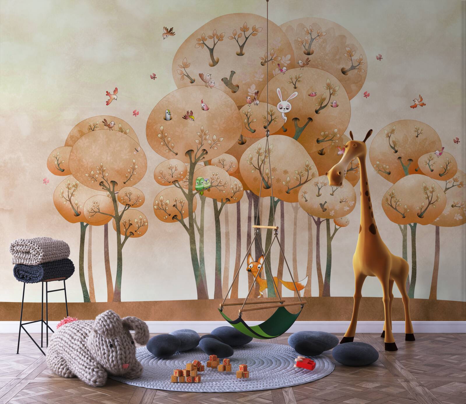 Фотошпалери лисиця шукає зайчика на дереві