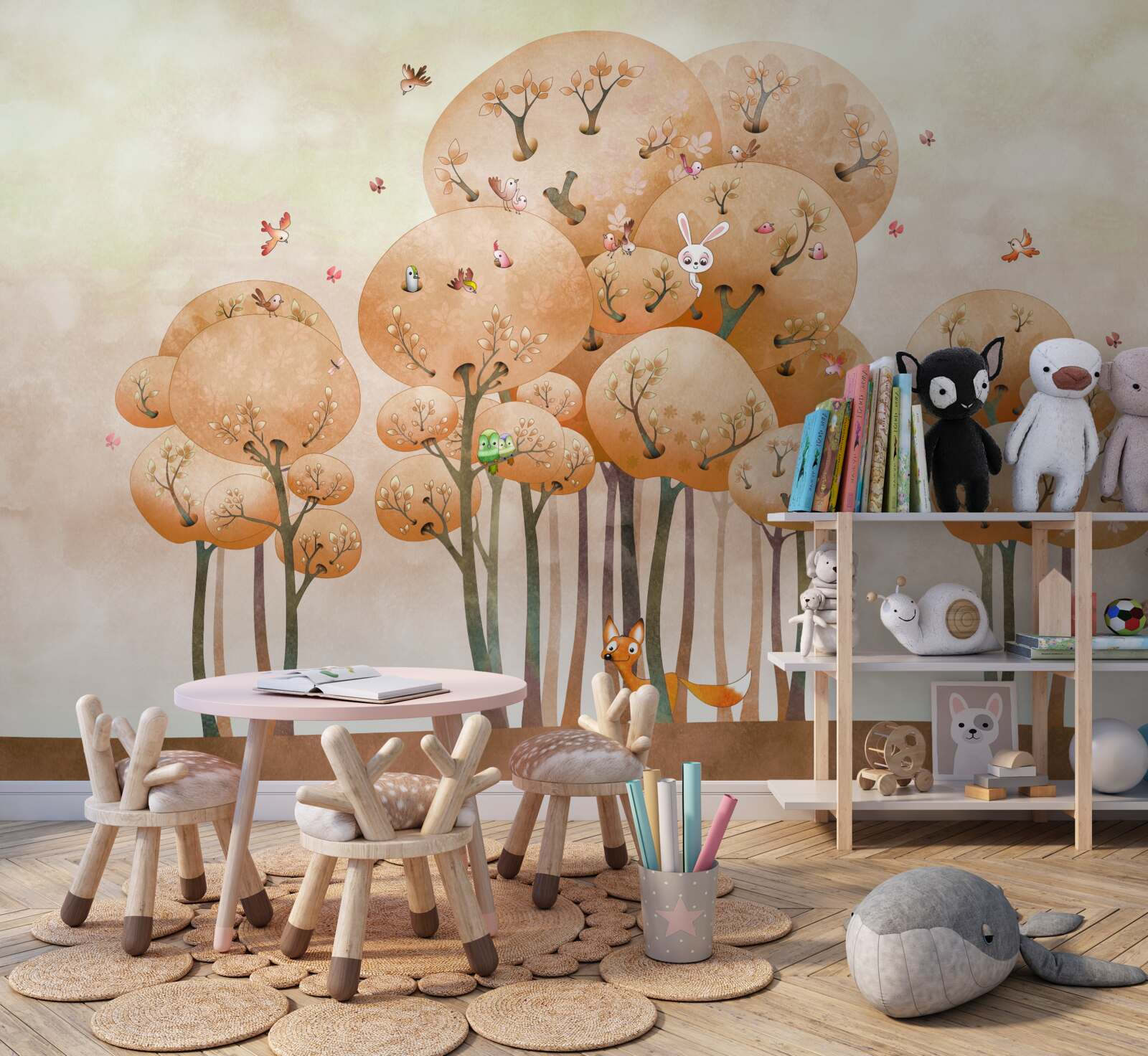 Фотошпалери лисиця шукає зайчика на дереві