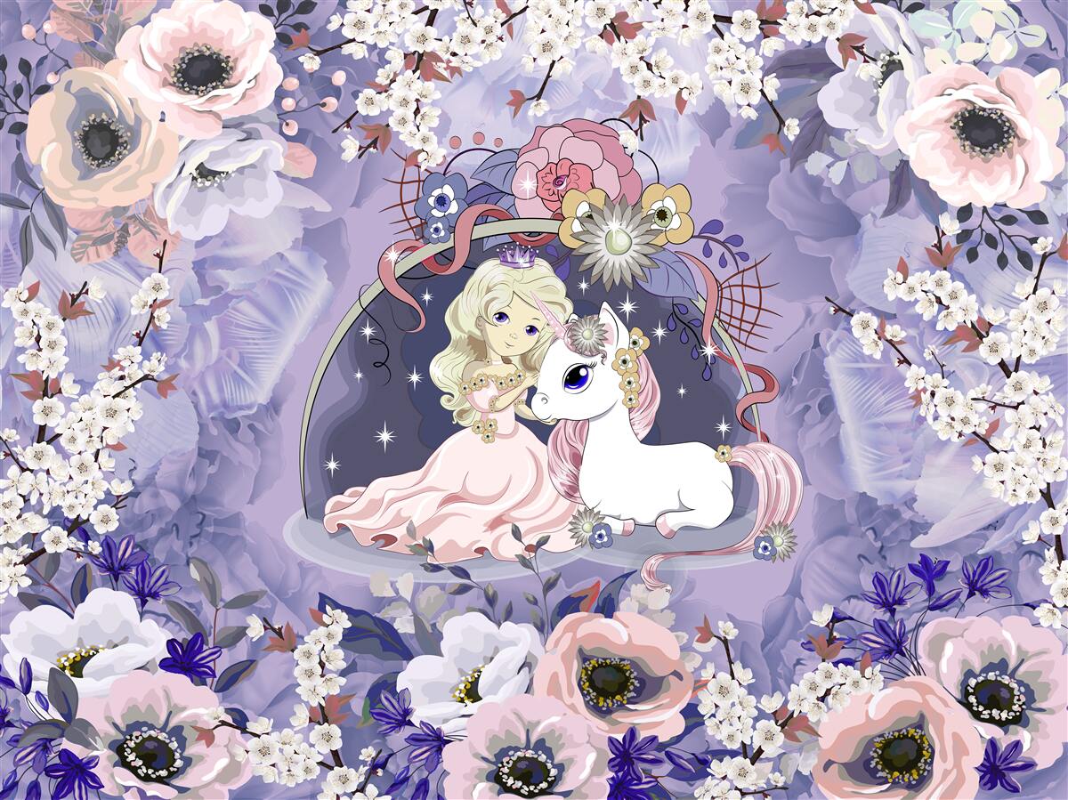Фотошпалери єдиноріг з принцесою