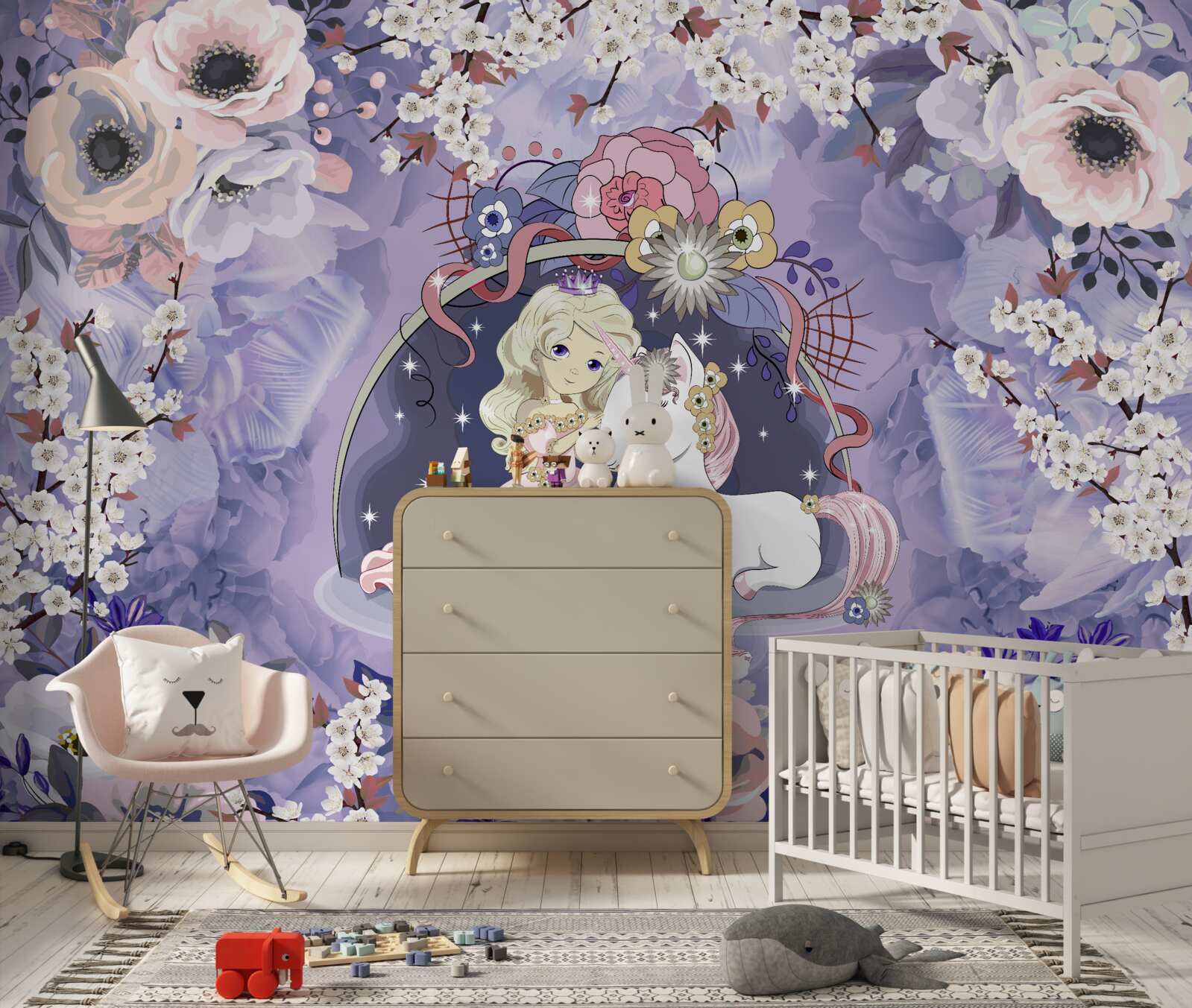 Фотошпалери єдиноріг з принцесою