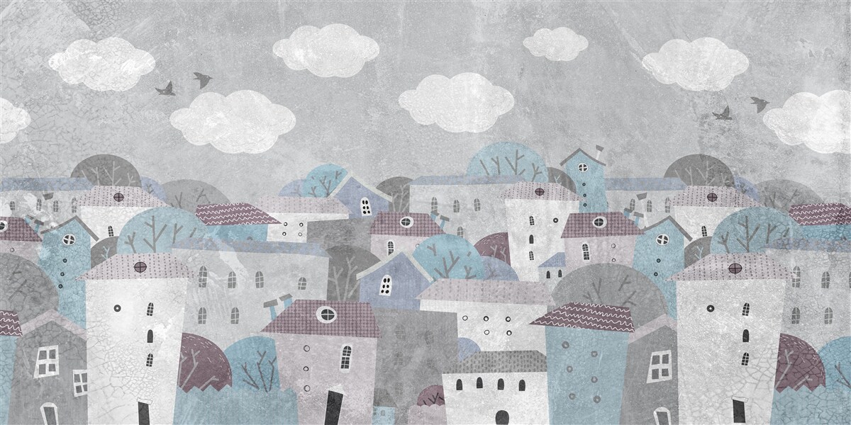 Фотошпалери над містом опускається вечір