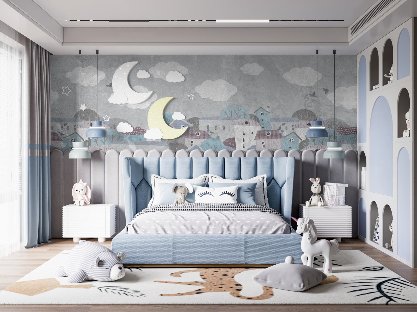 Фотошпалери над містом опускається вечір