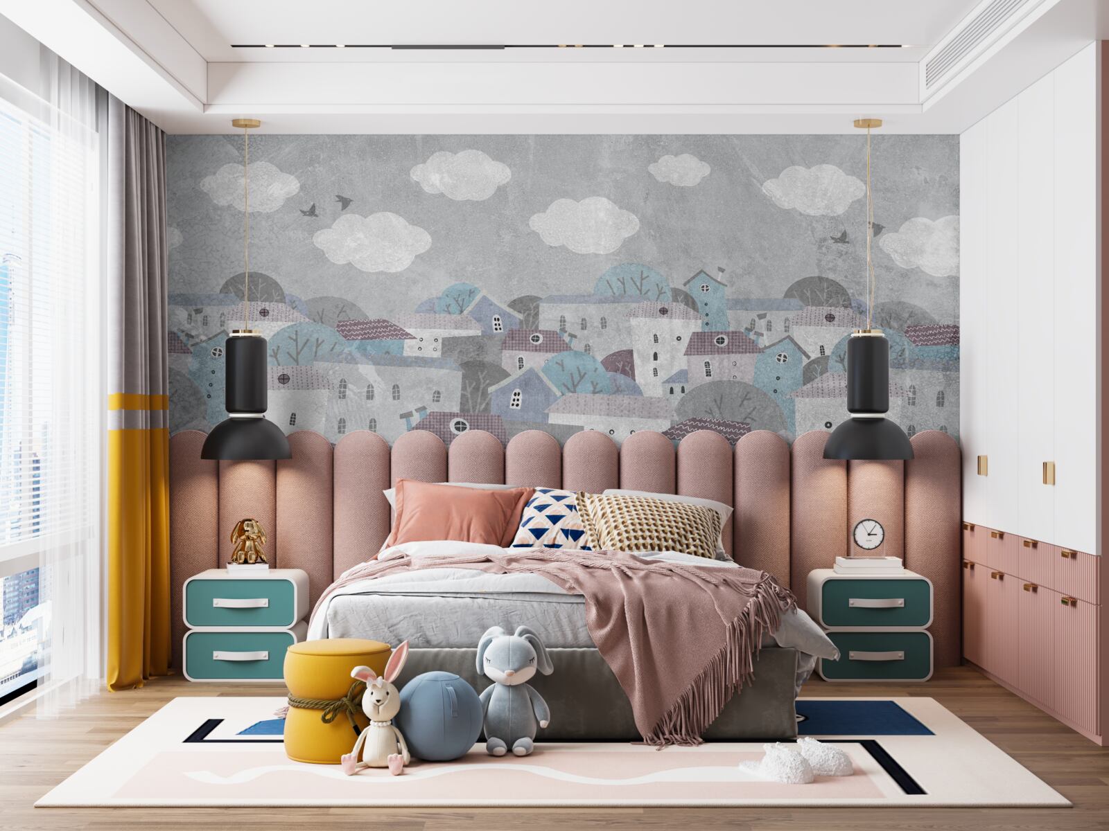 Фотошпалери над містом опускається вечір