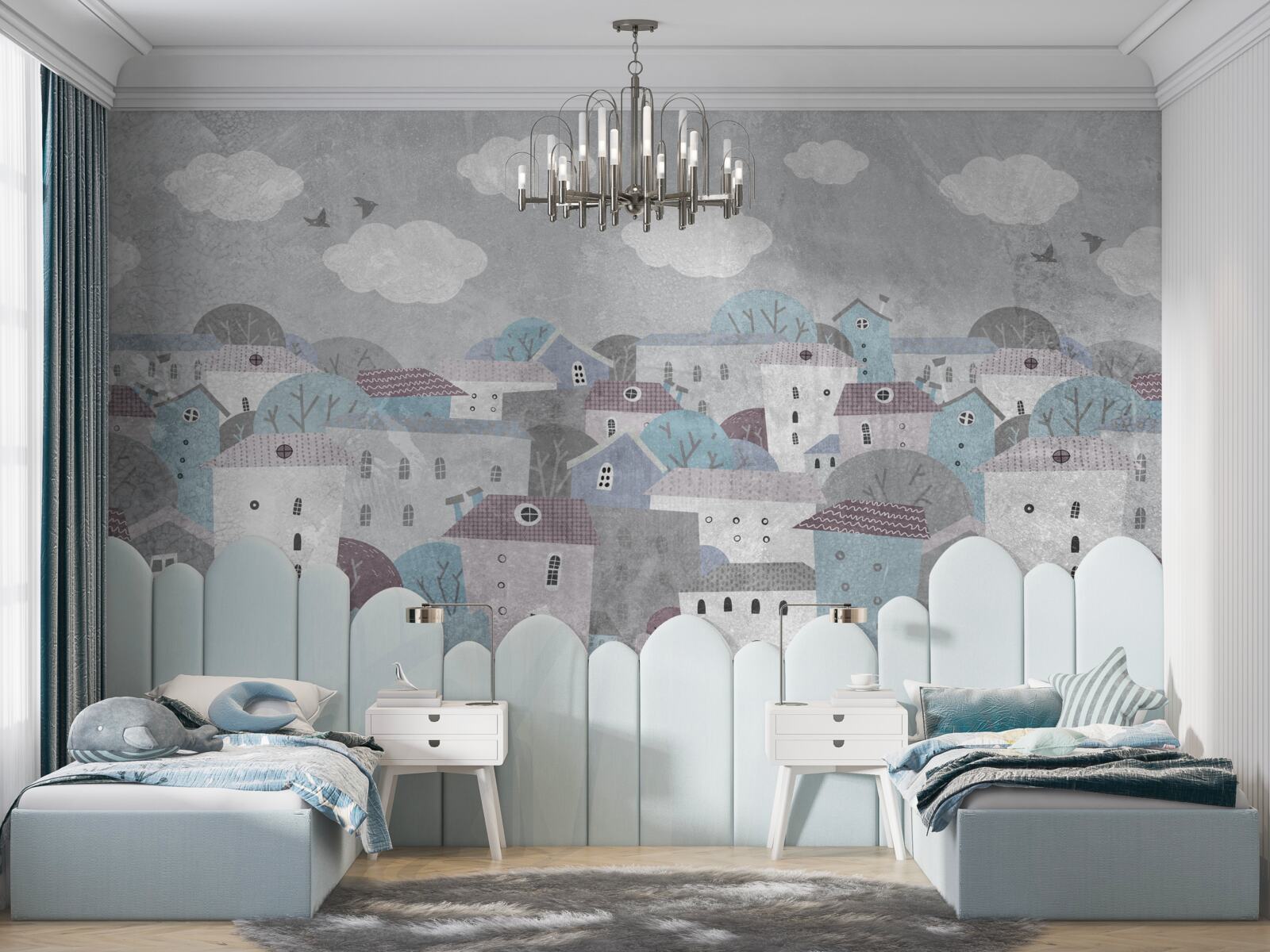 Фотошпалери над містом опускається вечір