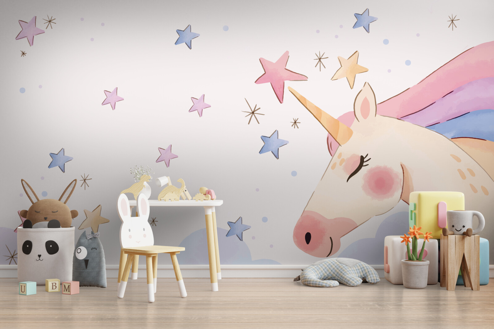 Фотошпалери милий рожевий єдиноріг