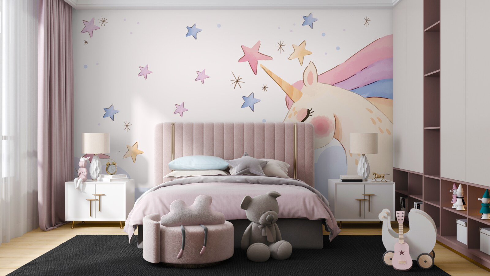 Фотошпалери милий рожевий єдиноріг