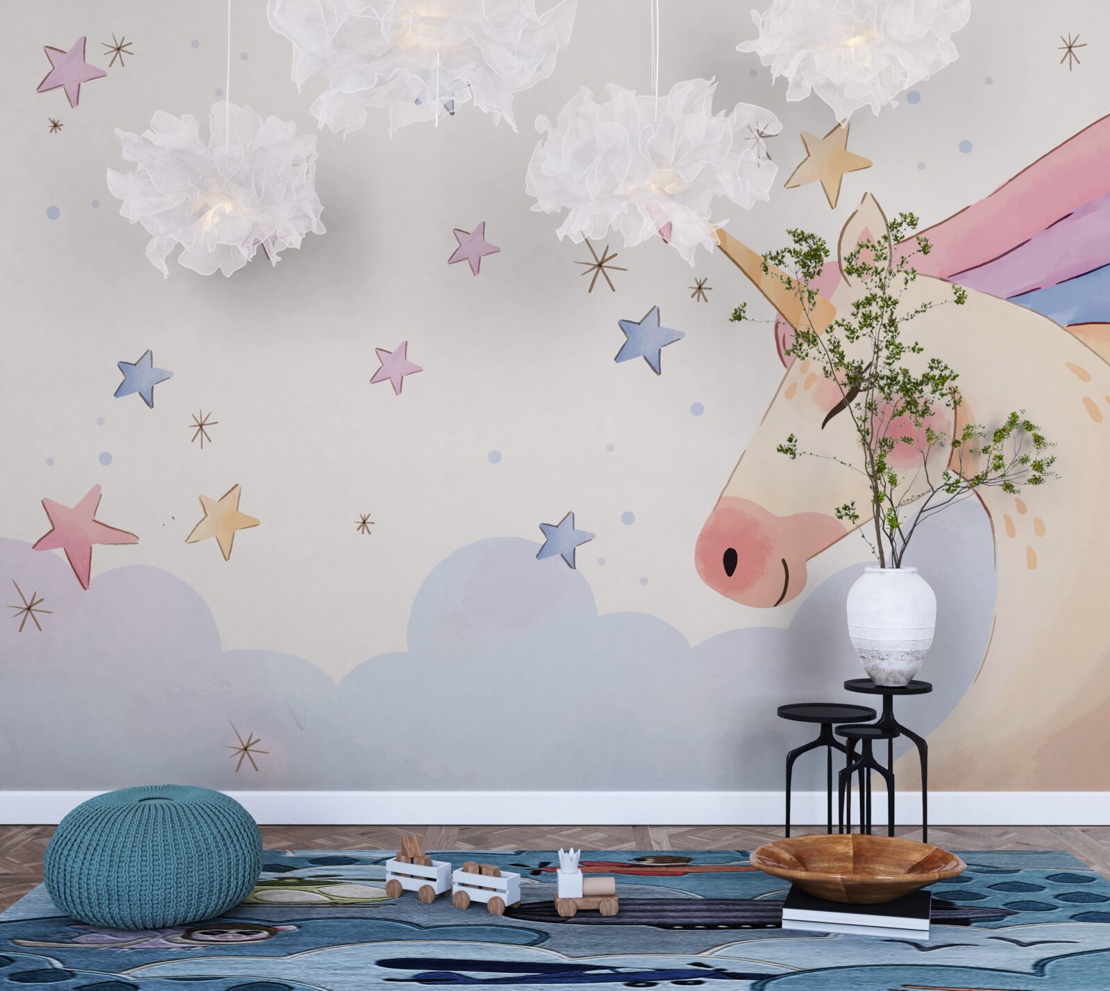 Фотошпалери милий рожевий єдиноріг