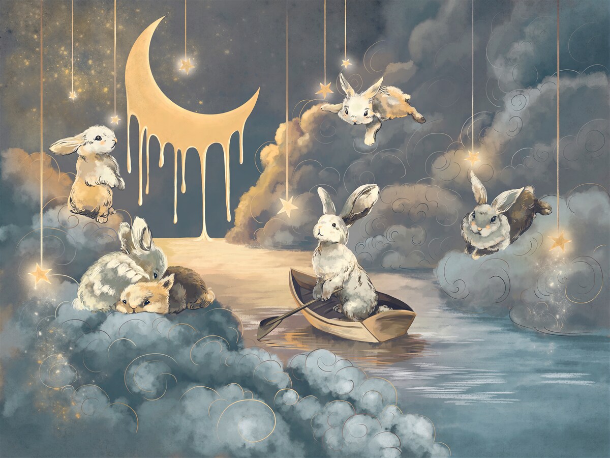 Фотошпалери у нічному небі з'являються милі зайчики