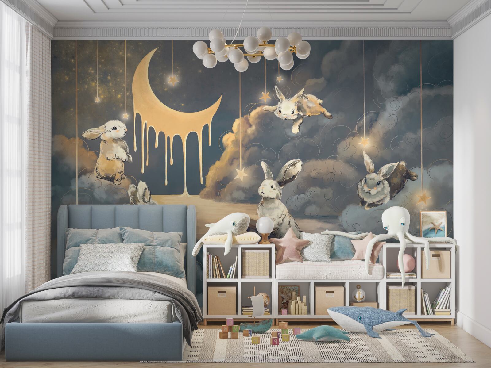 Фотошпалери у нічному небі з'являються милі зайчики