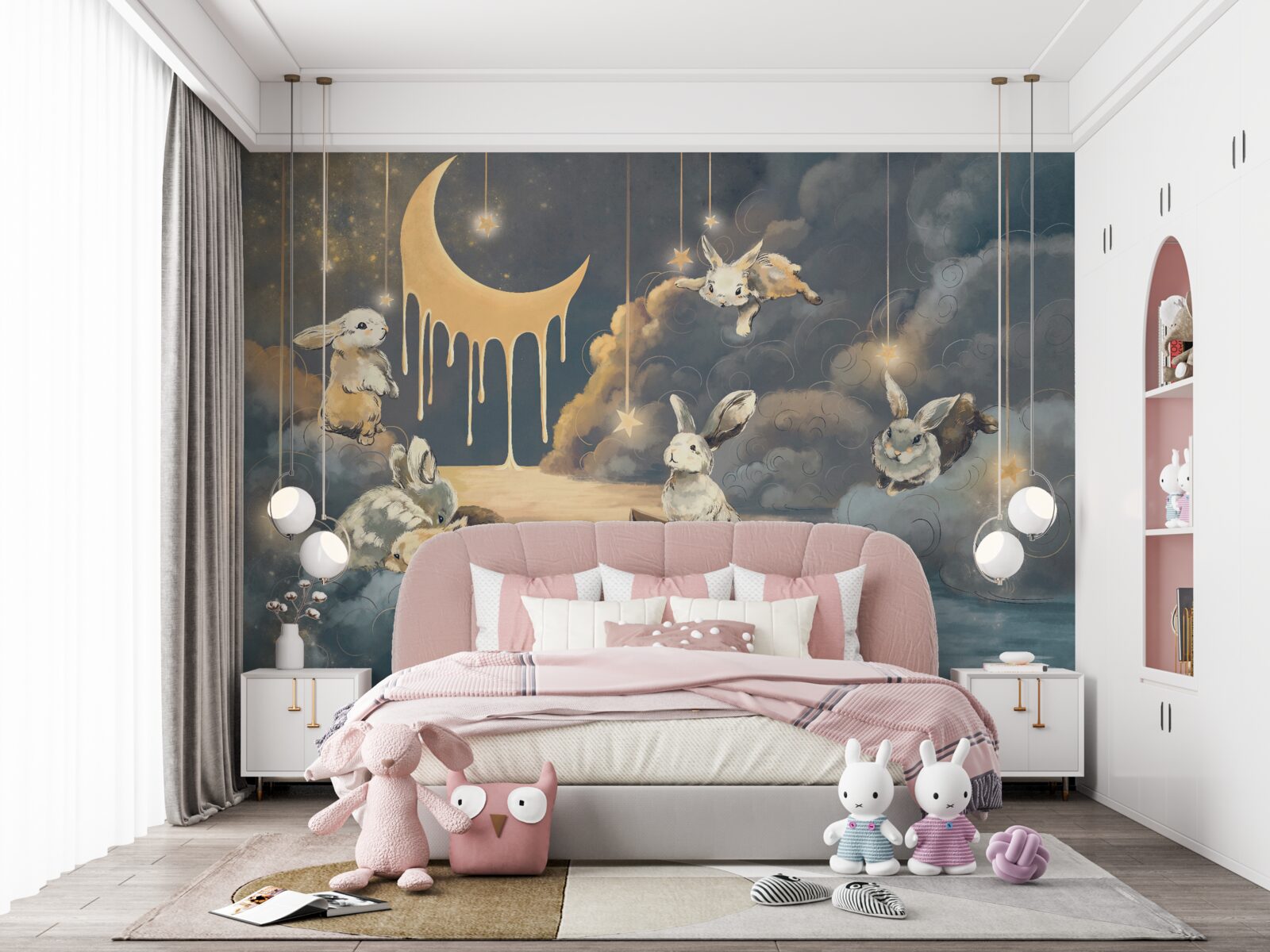 Фотошпалери у нічному небі з'являються милі зайчики