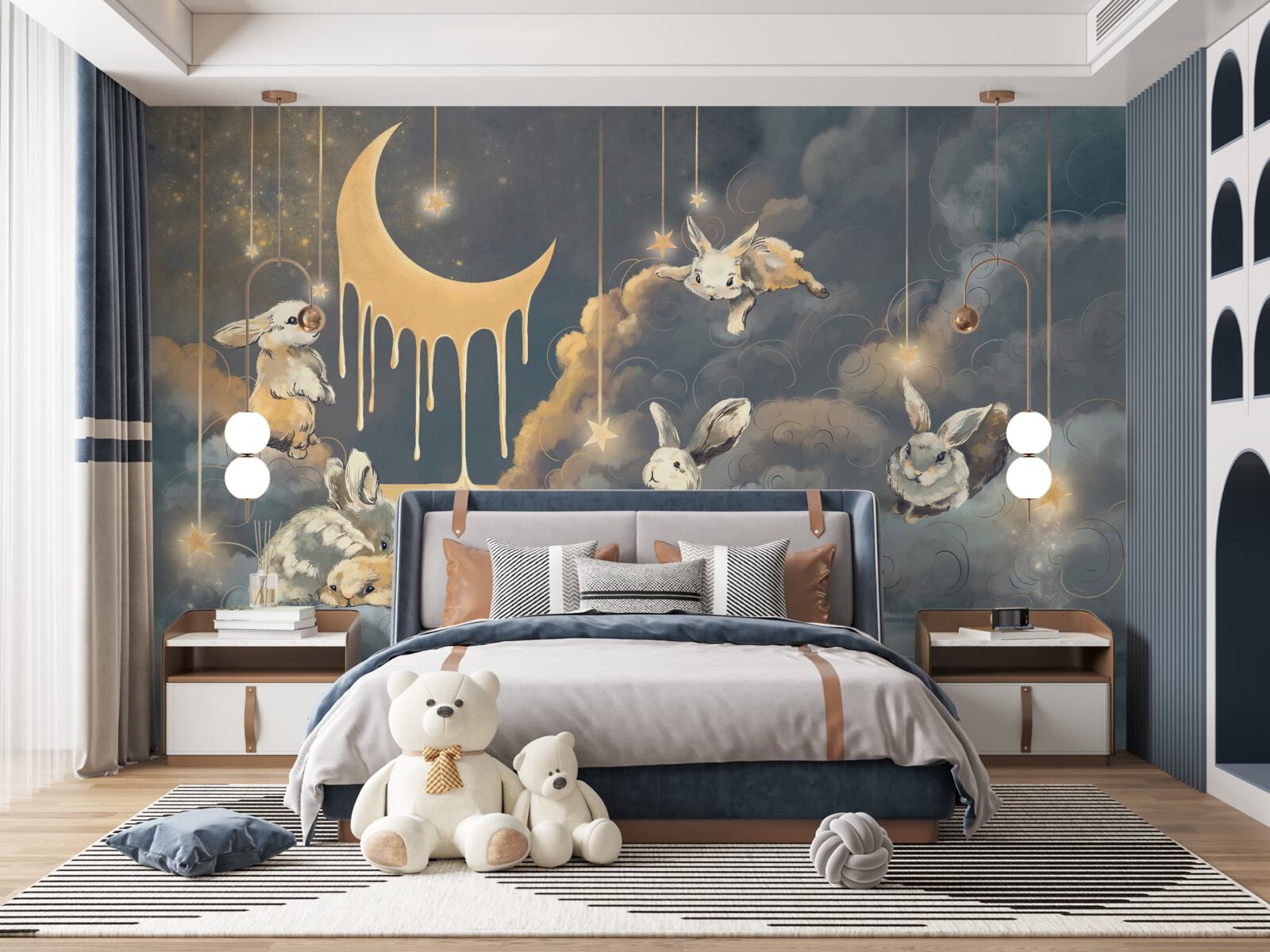 Фотошпалери у нічному небі з'являються милі зайчики