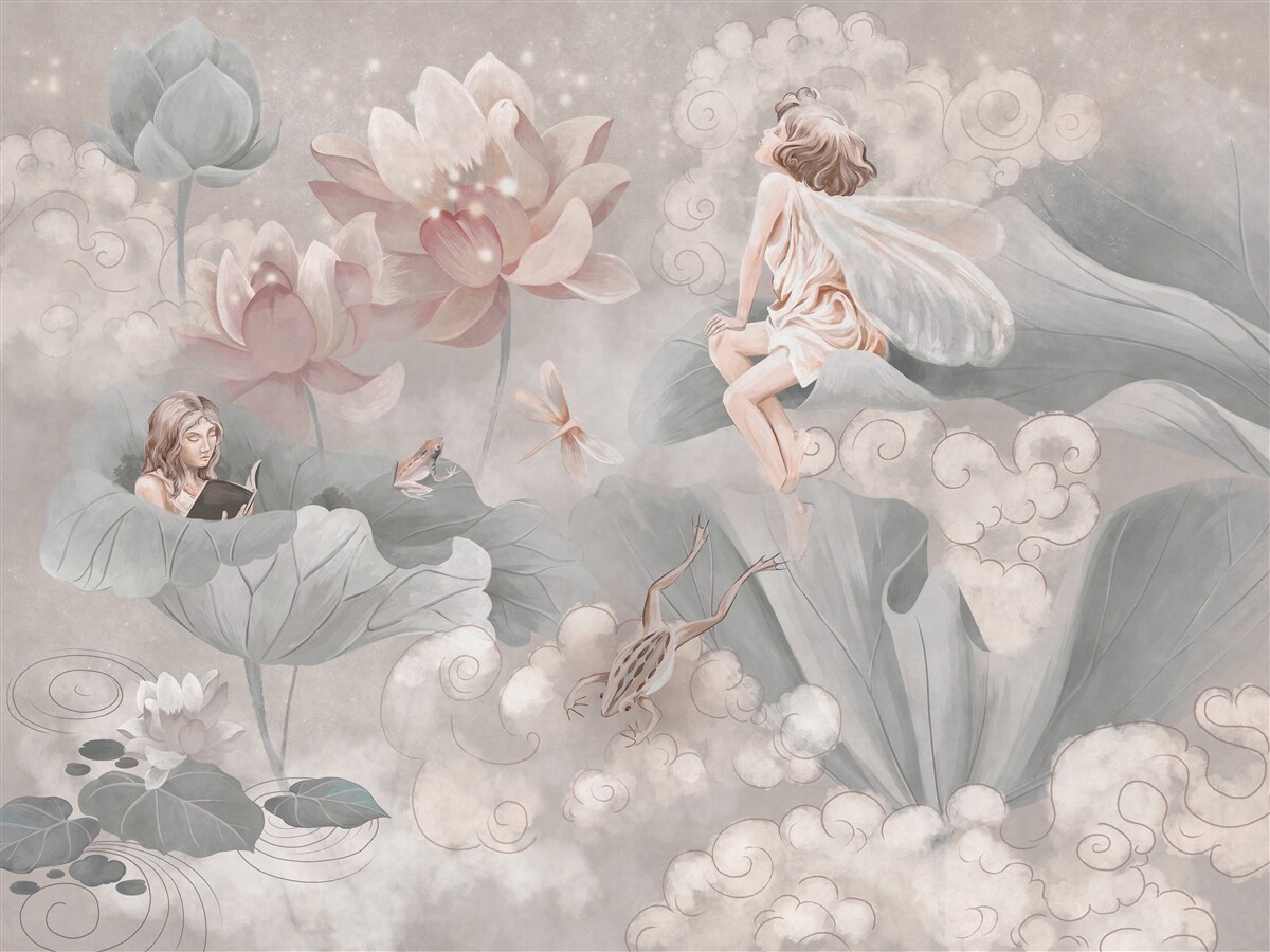 Фотошпалери квіткові бутони, в яких ховаються феї