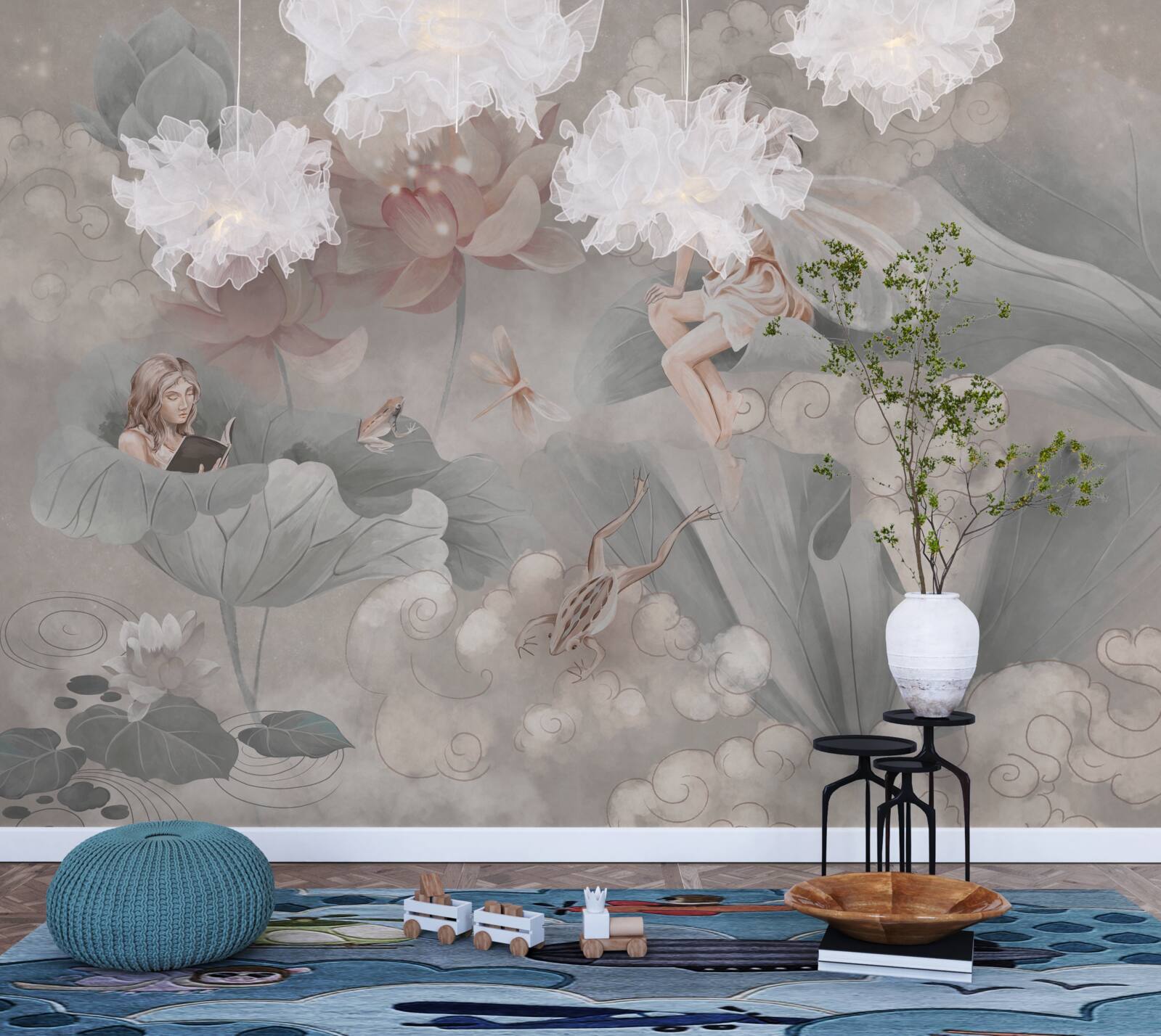 Фотошпалери квіткові бутони, в яких ховаються феї