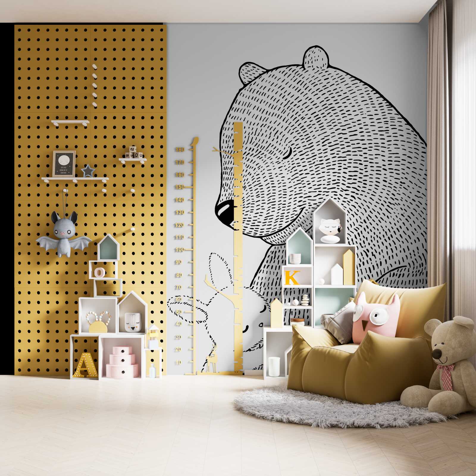 Фотошпалери зайчик і ведмідь