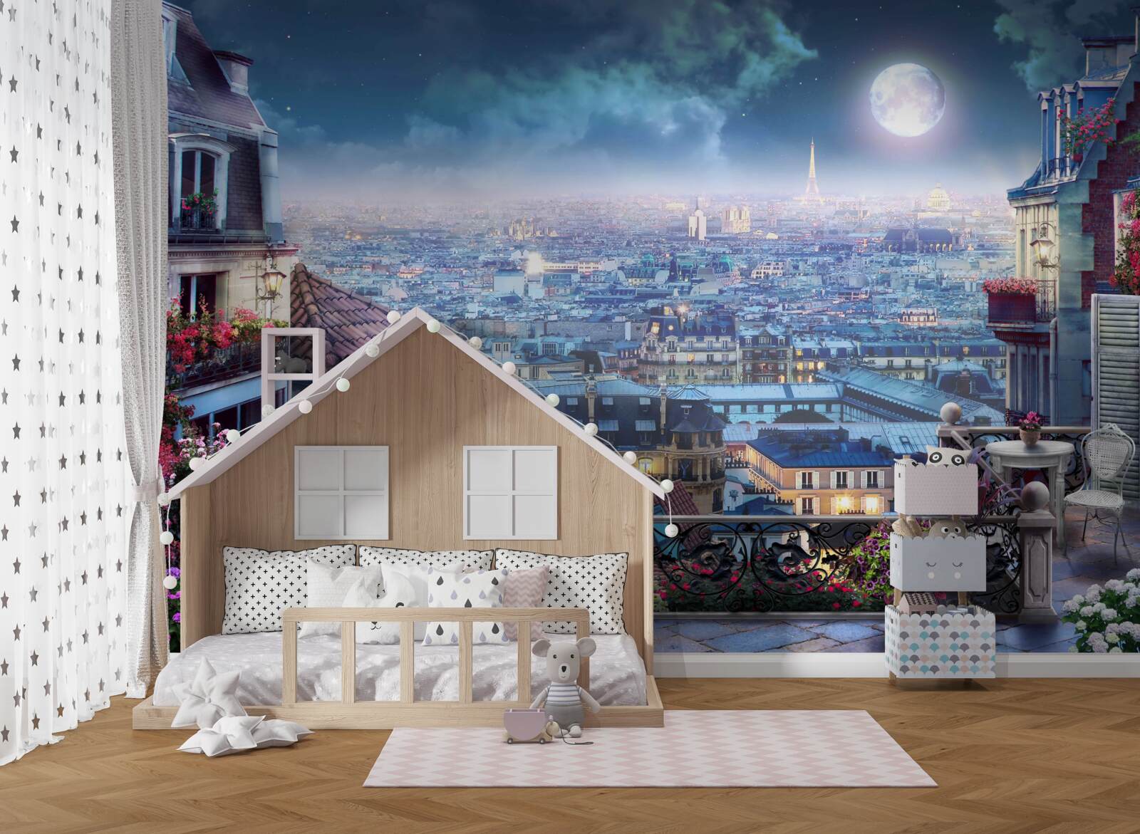 Фотошпалери панорама сплячого Парижа з балкона