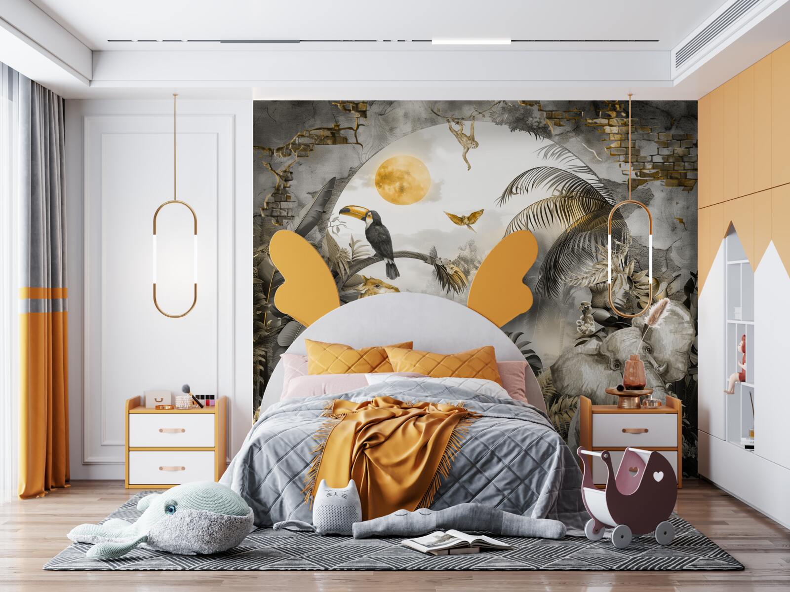 Фотошпалери в африці тварини спостерігають за заходом сонця