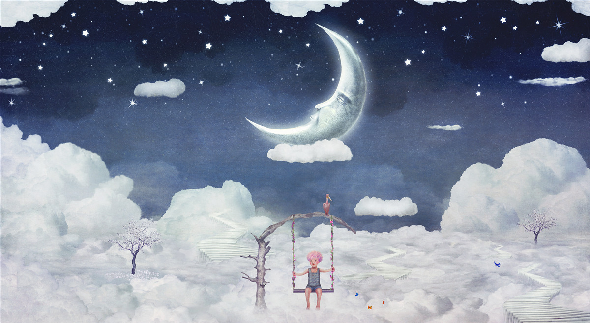 Фотошпалери юнак, що йде в місячному сяйві