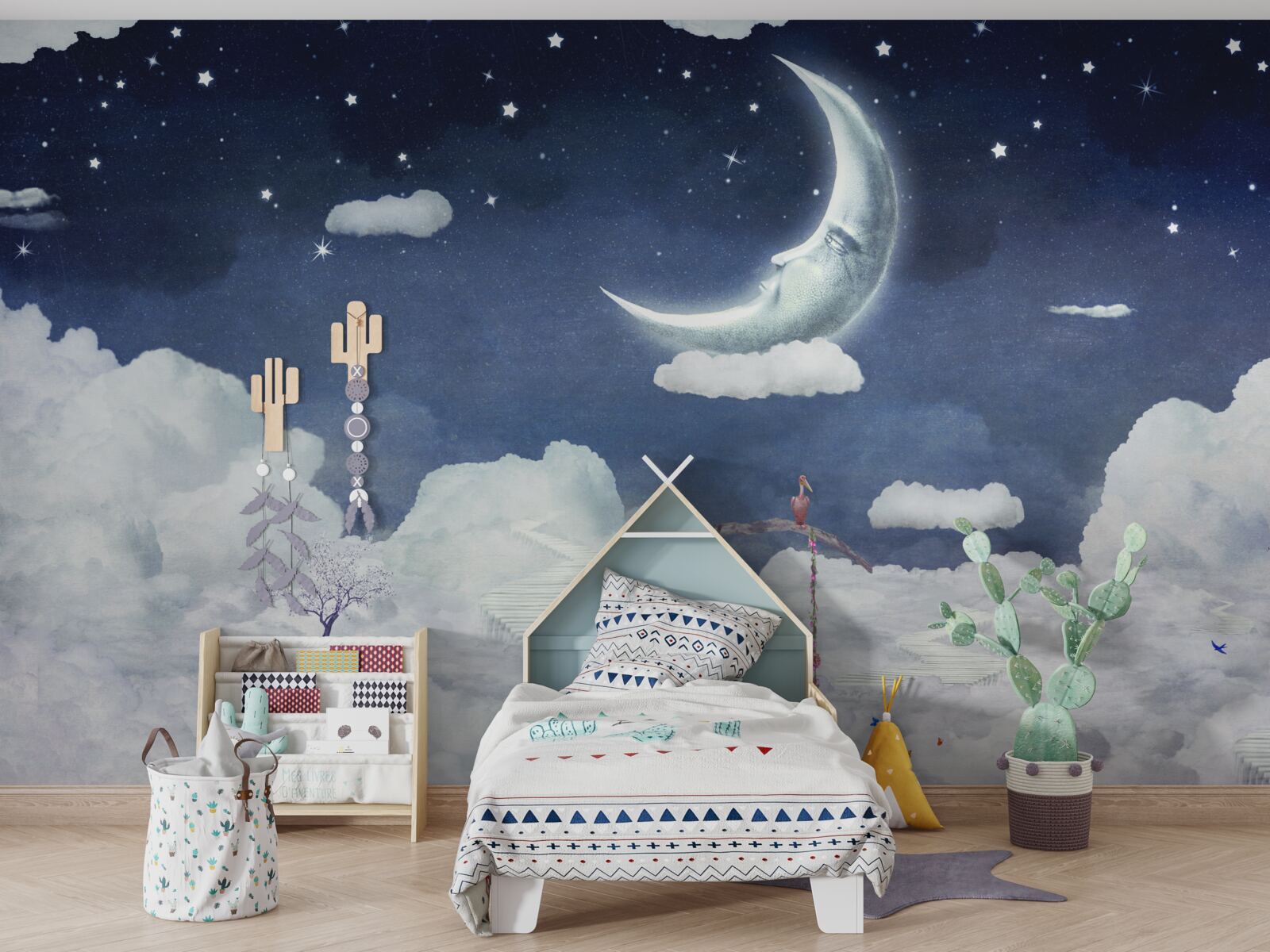 Фотошпалери юнак, що йде в місячному сяйві