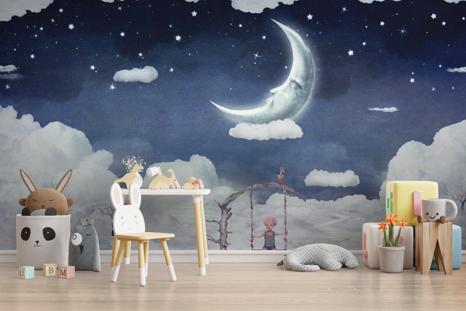 Фотошпалери юнак, що йде в місячному сяйві