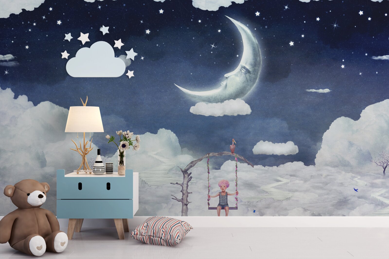 Фотошпалери юнак, що йде в місячному сяйві