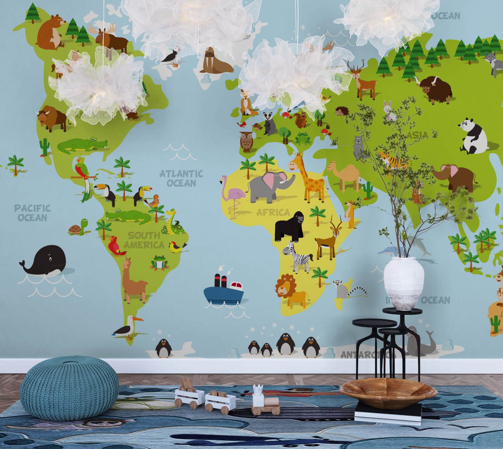 Фотошпалери континенти та їх ключові мешканці