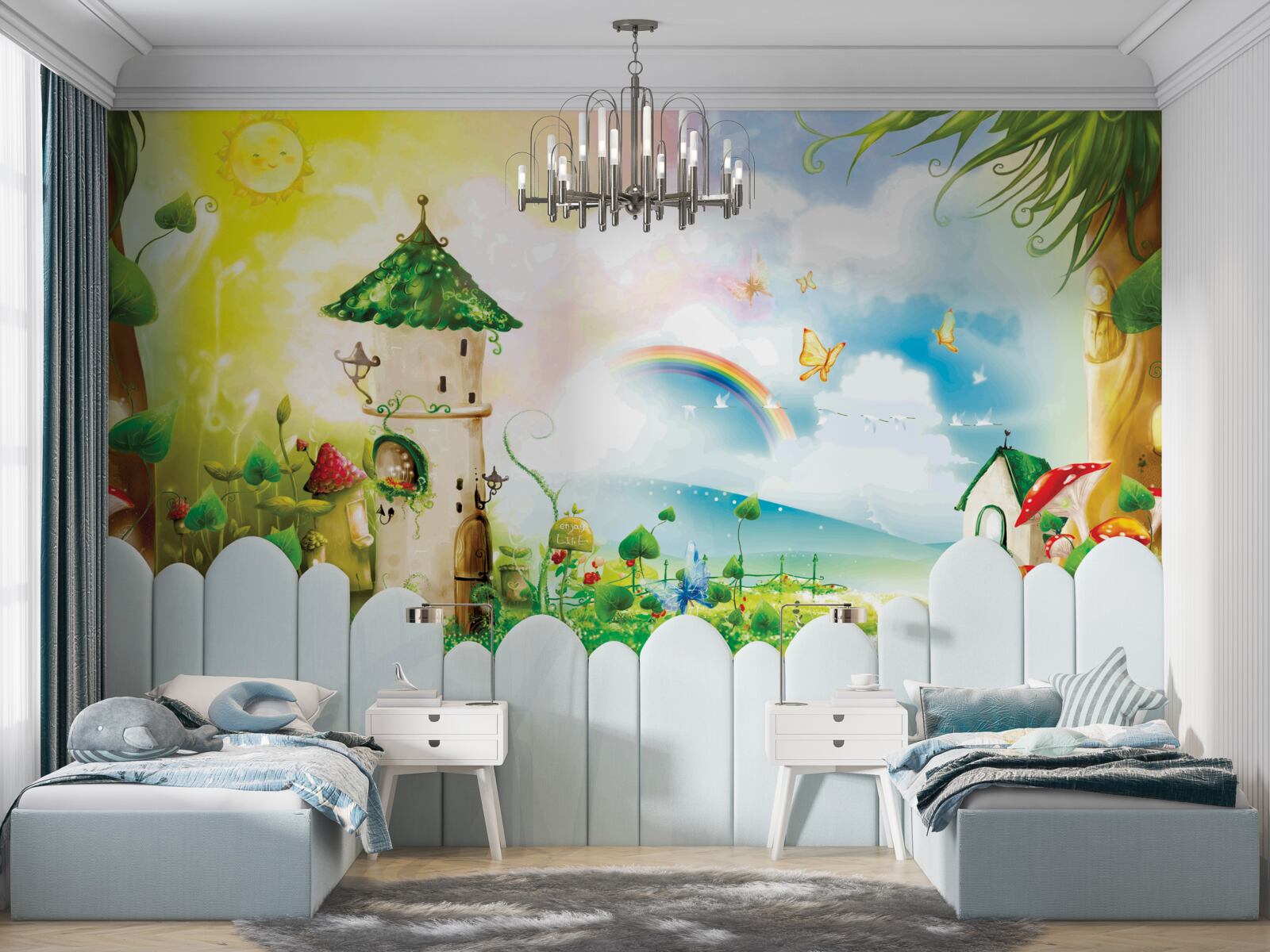 Фотошпалери вежа, що височіє в лісі