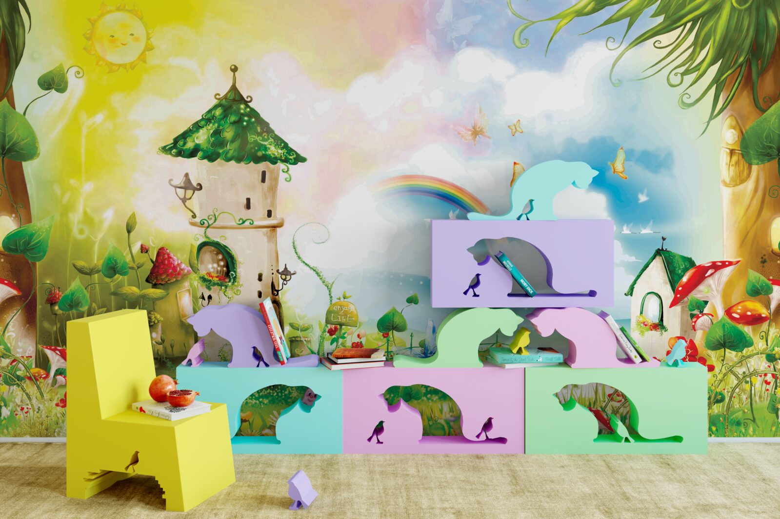 Фотошпалери вежа, що височіє в лісі