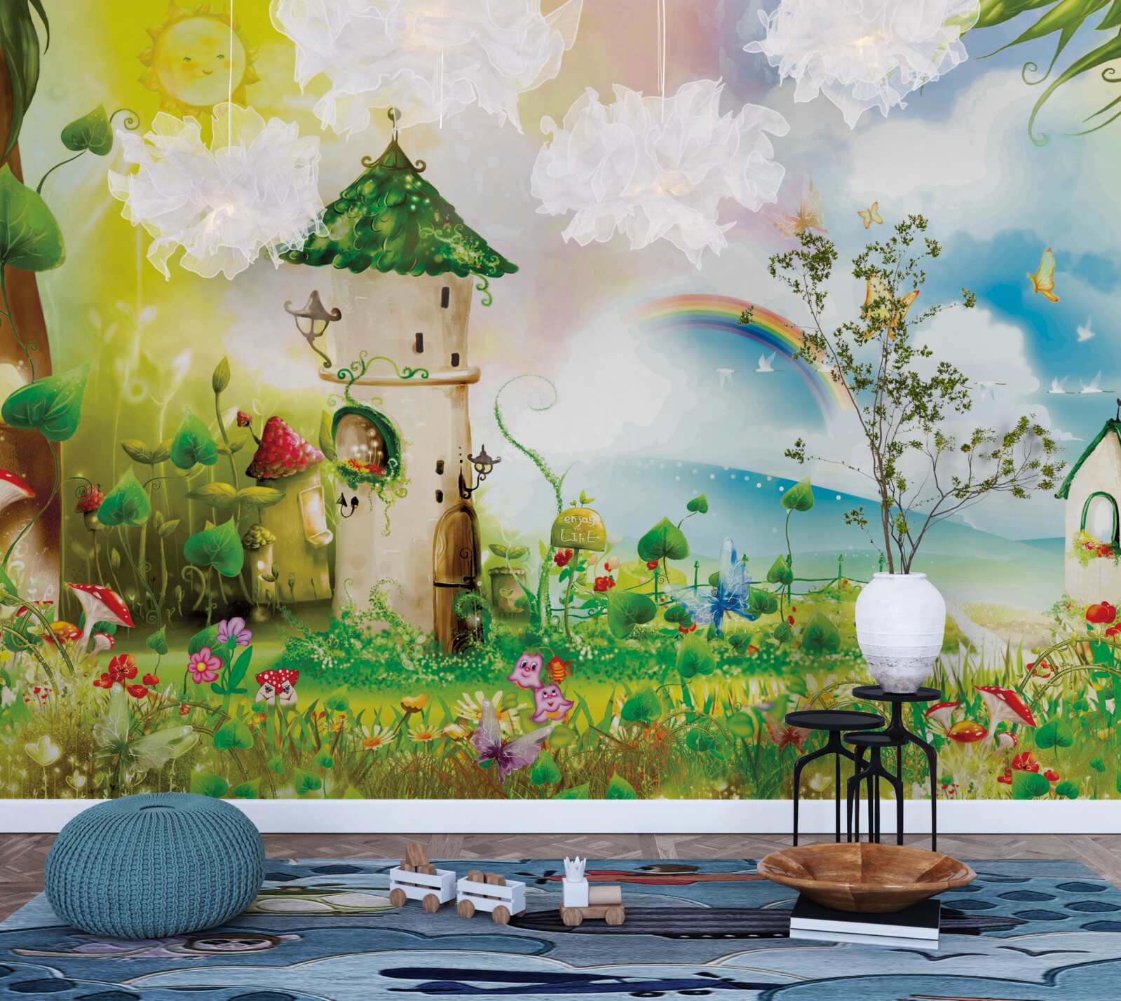 Фотошпалери вежа, що височіє в лісі