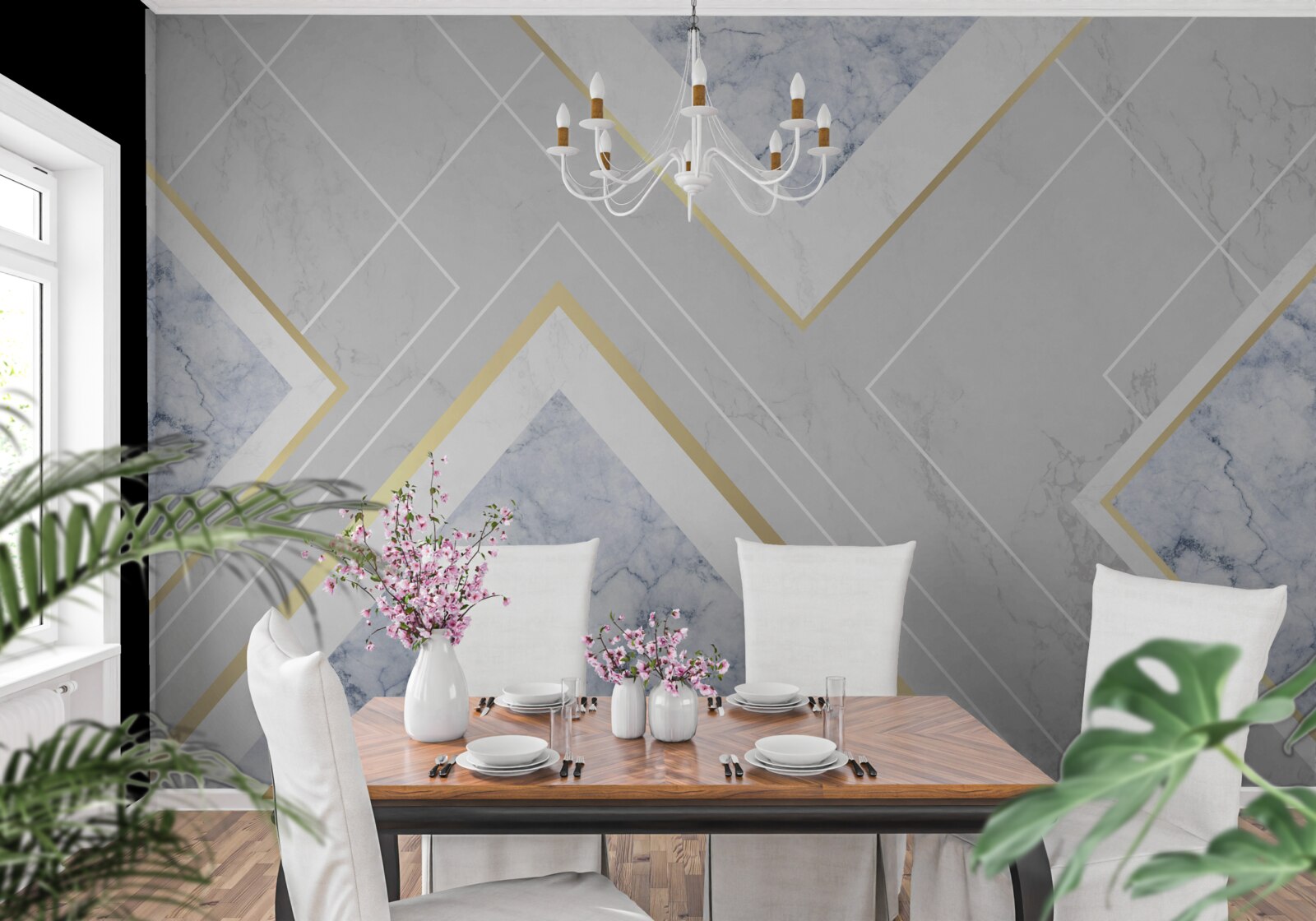 Фотошпалери геометрично правильні візерунки на мармуровій поверхні