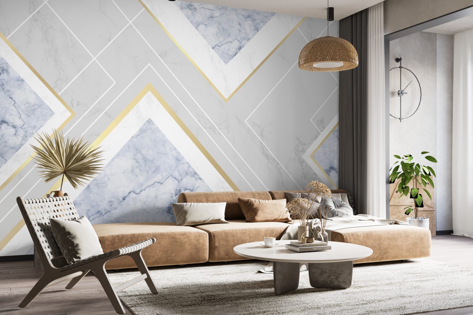 Фотошпалери геометрично правильні візерунки на мармуровій поверхні