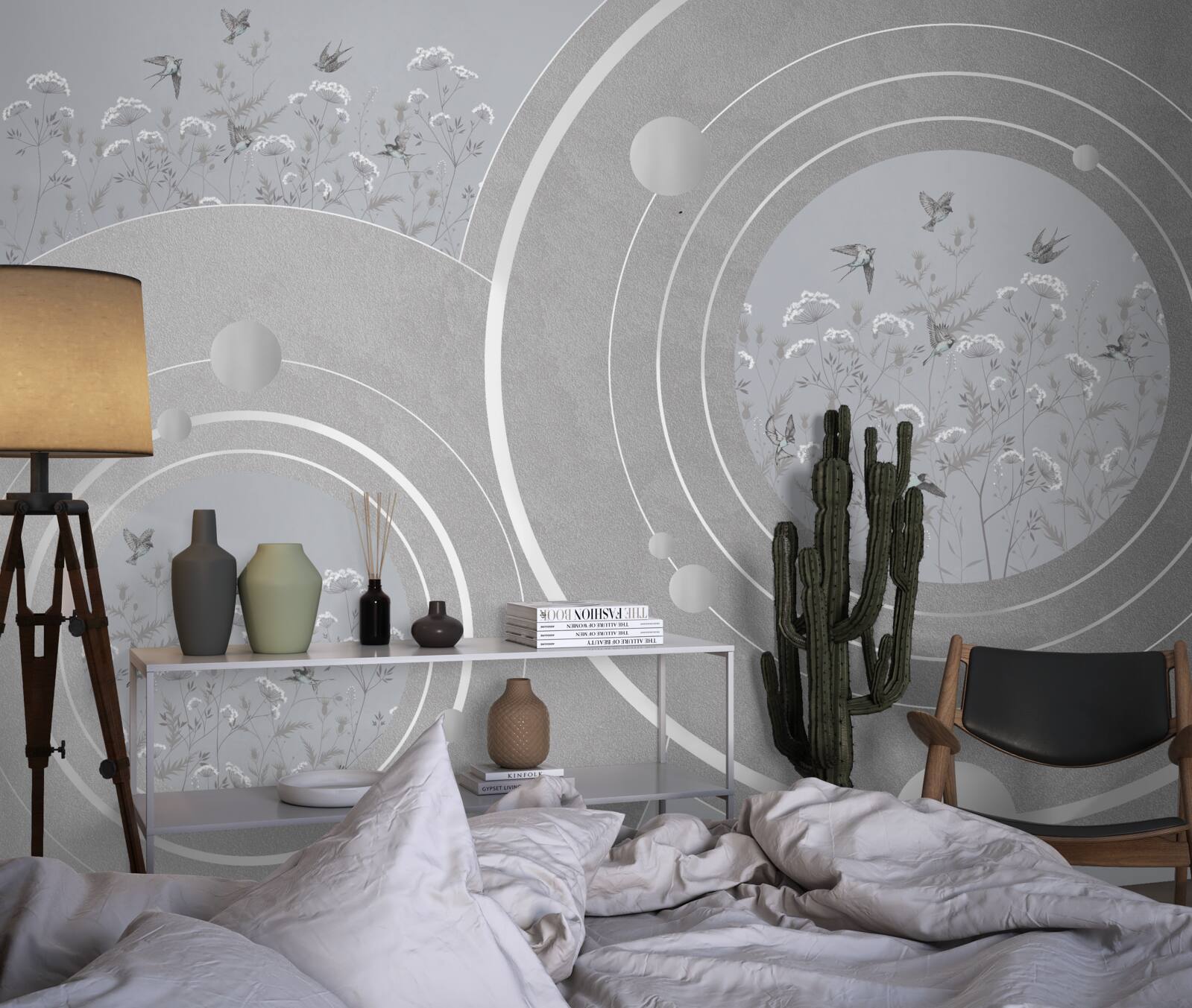 Фотошпалери квіткові форми та абстрактні кола