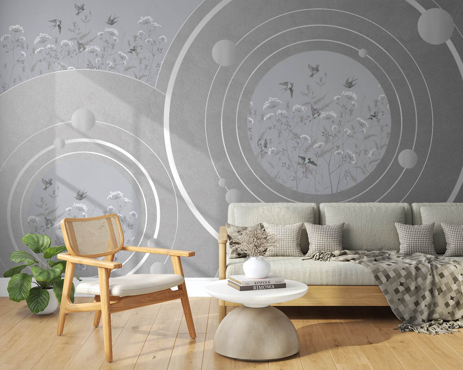 Фотошпалери квіткові форми та абстрактні кола