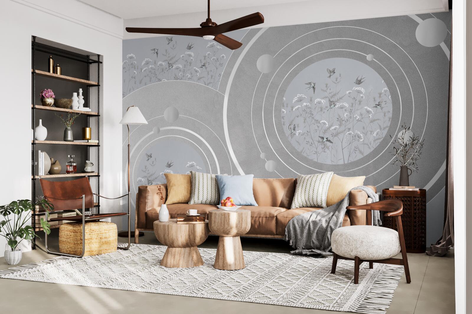 Фотошпалери квіткові форми та абстрактні кола