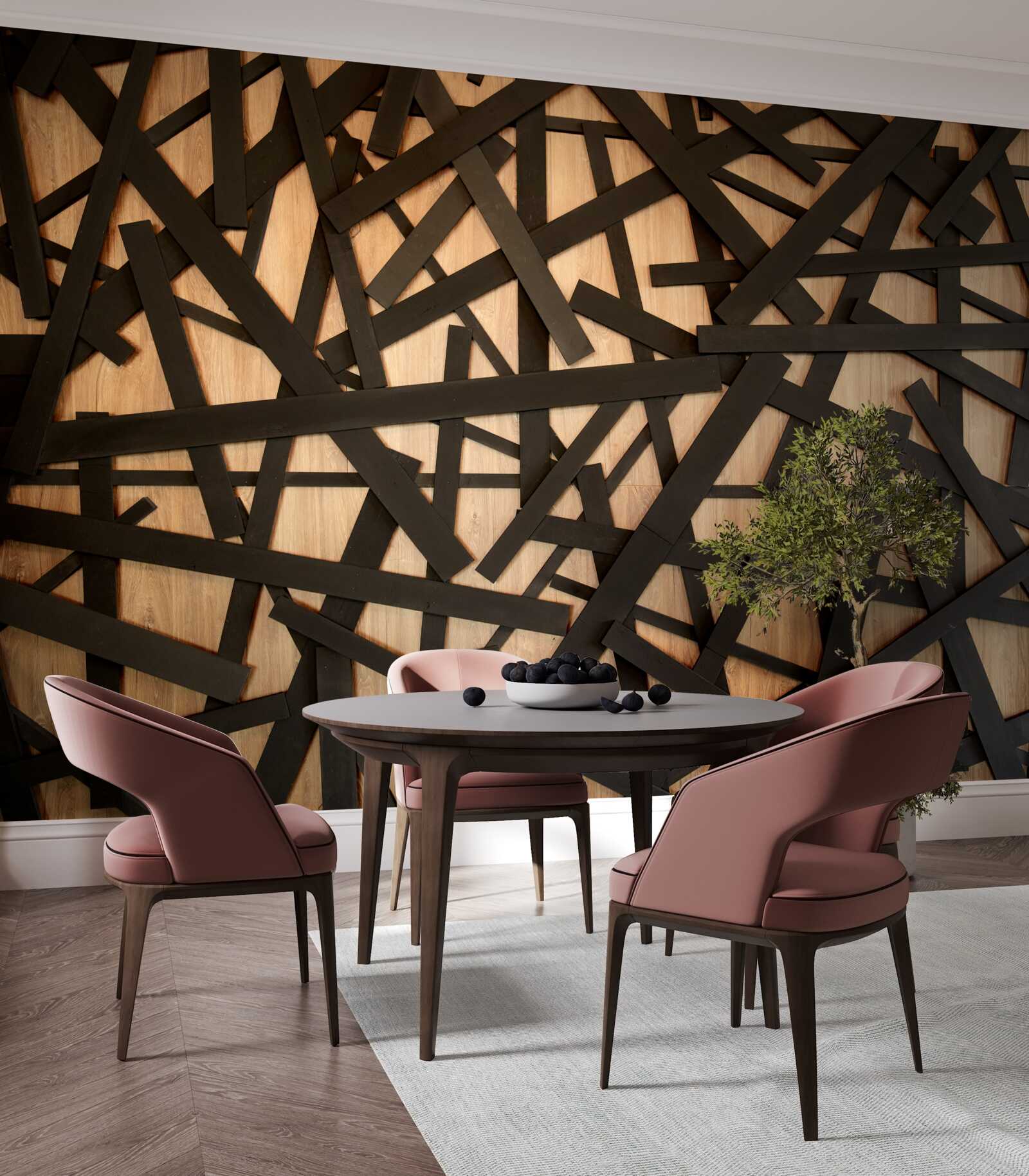 Фотошпалери прямі гілки на стовбурі