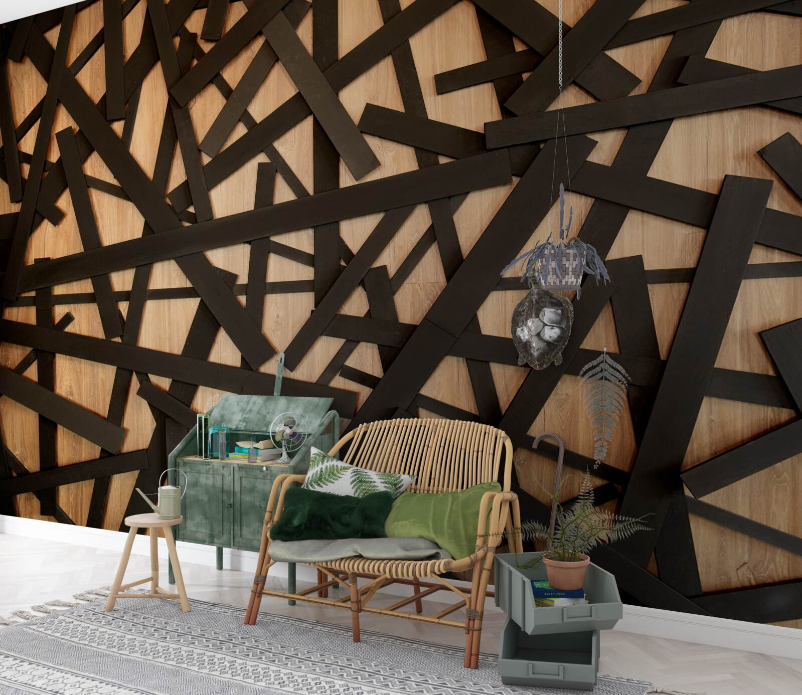 Фотошпалери прямі гілки на стовбурі