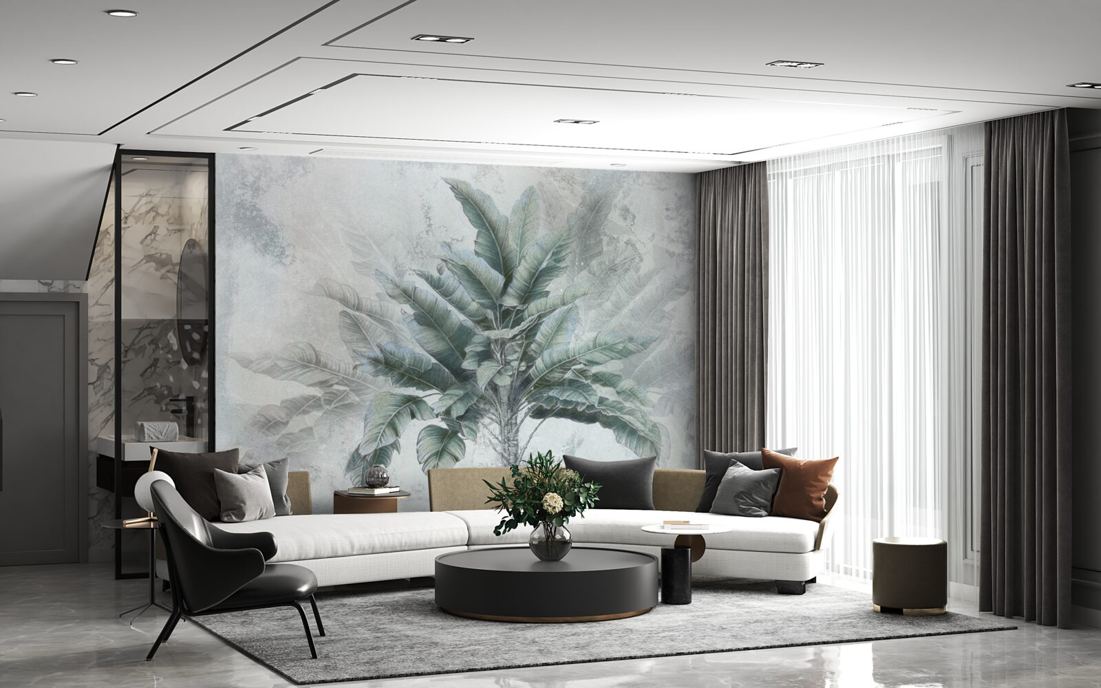 Фотошпалери захована в тумані величезна пальма