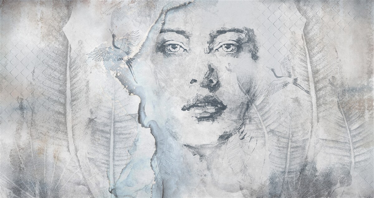 Фотошпалери образ красивої дівчини є абстрактним