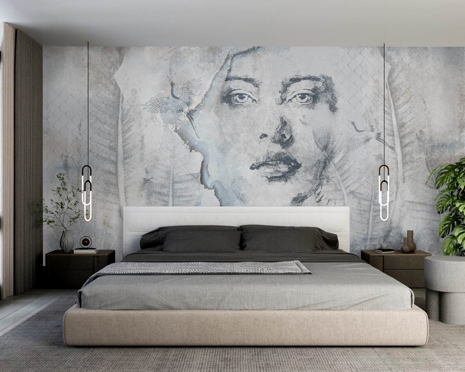 Фотошпалери образ красивої дівчини є абстрактним