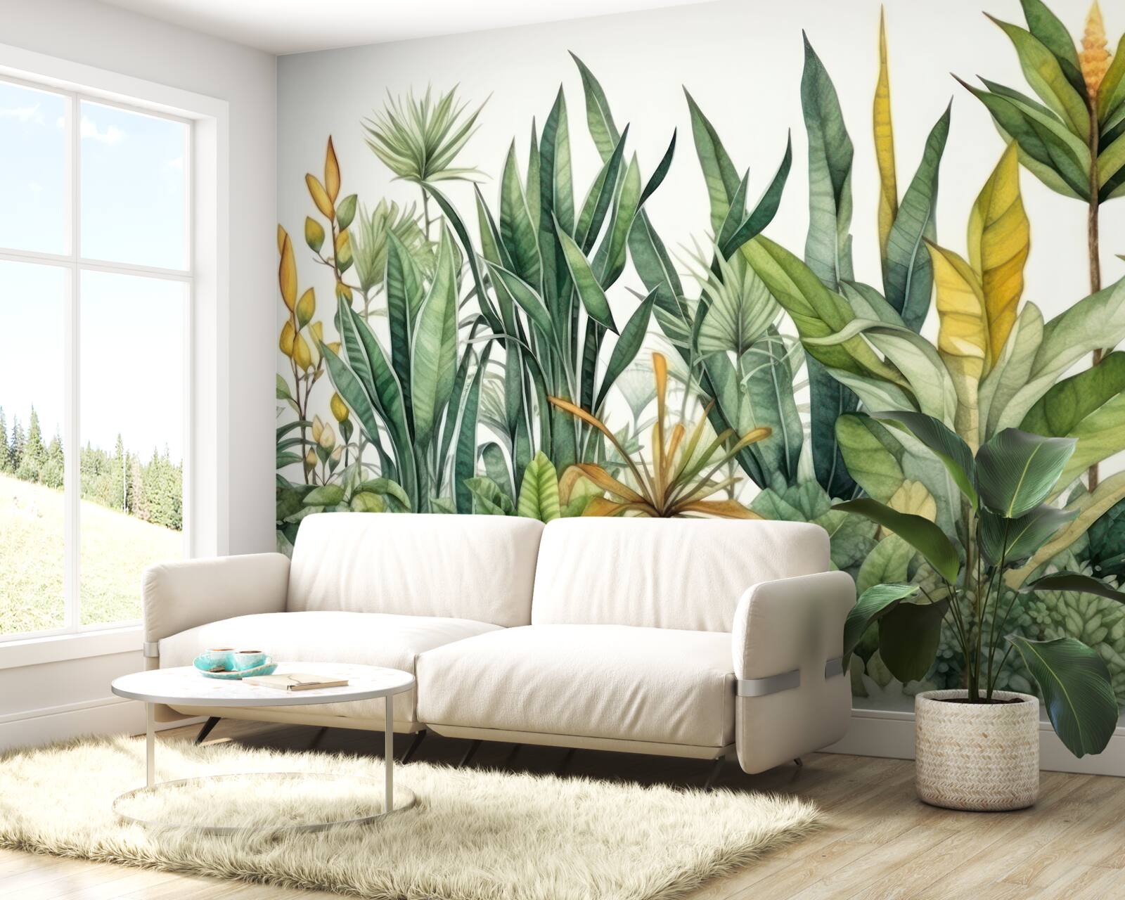 Фотошпалери в джунглях ростуть високі пальмові кущі