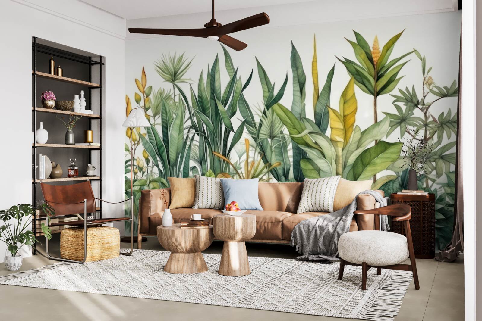 Фотошпалери в джунглях ростуть високі пальмові кущі