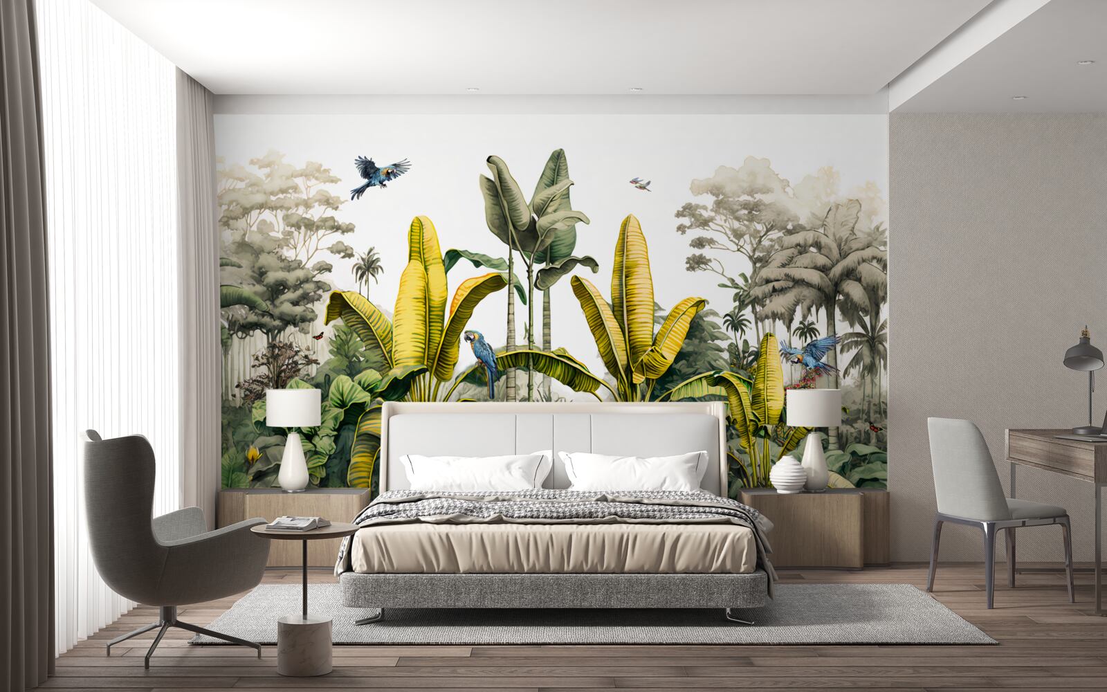 Фотошпалери тропічні рослини, включаючи високі пальми