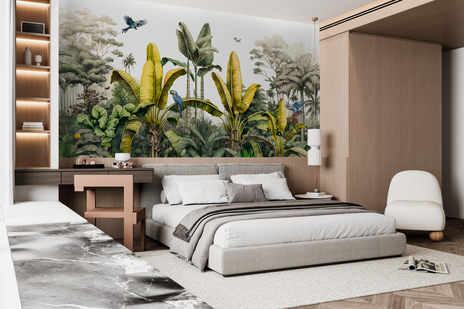 Фотошпалери тропічні рослини, включаючи високі пальми