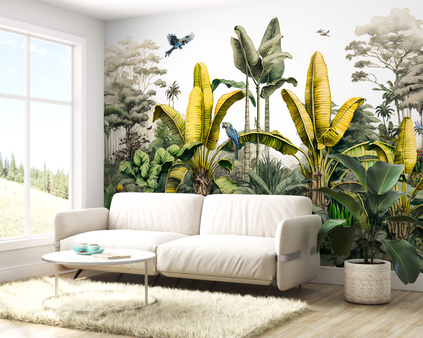 Фотошпалери тропічні рослини, включаючи високі пальми