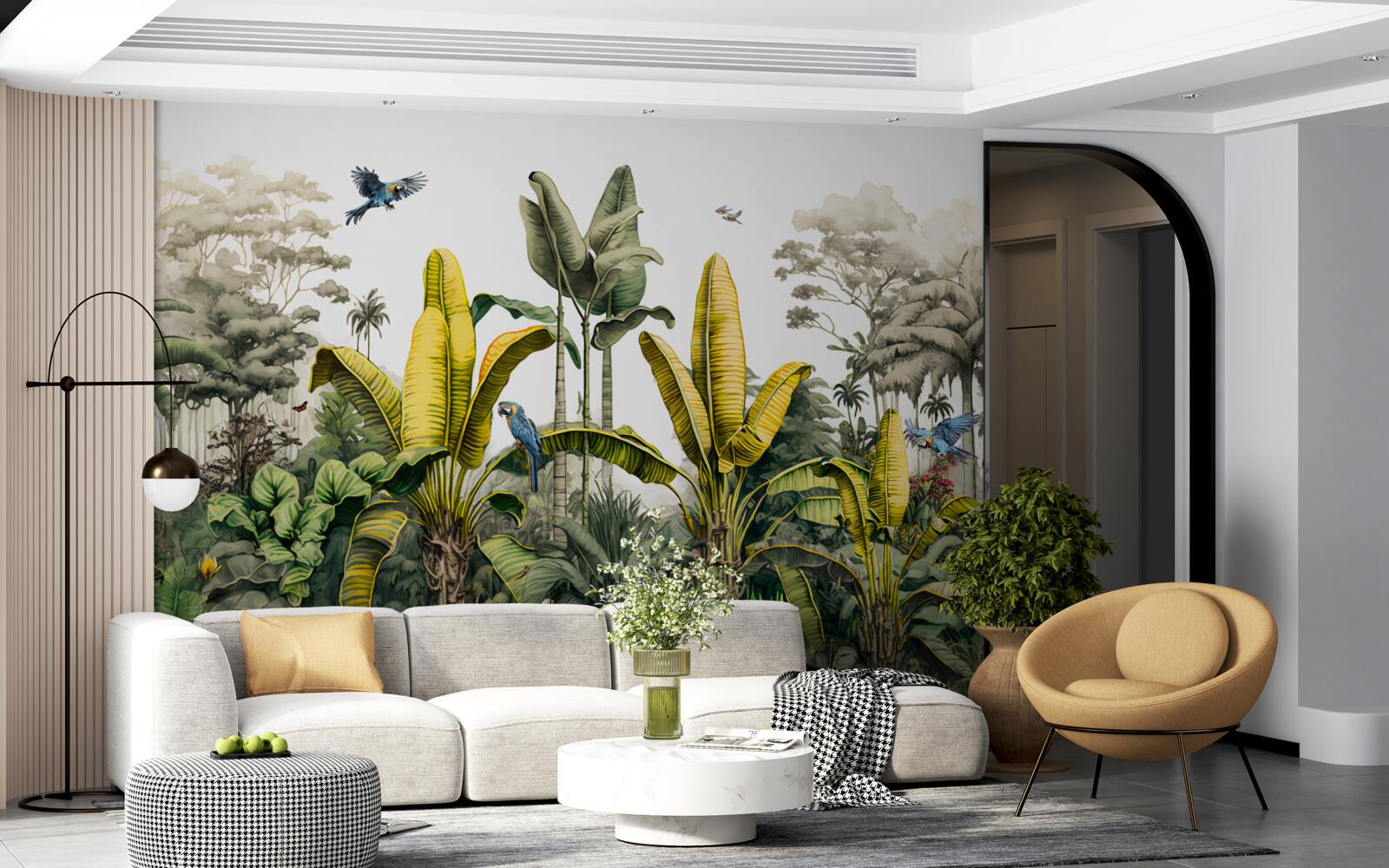 Фотошпалери тропічні рослини, включаючи високі пальми